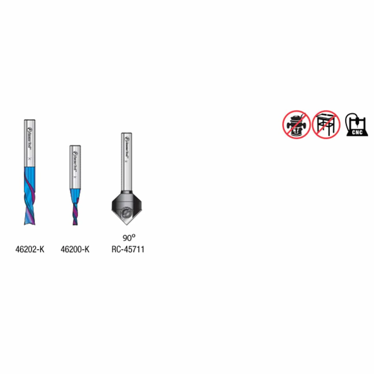 AMS-299-T 3-piece CNC Starter Spektra Bit Set 1/4" SH with 90 Degree V-Groove with Stackable Case - Image 2