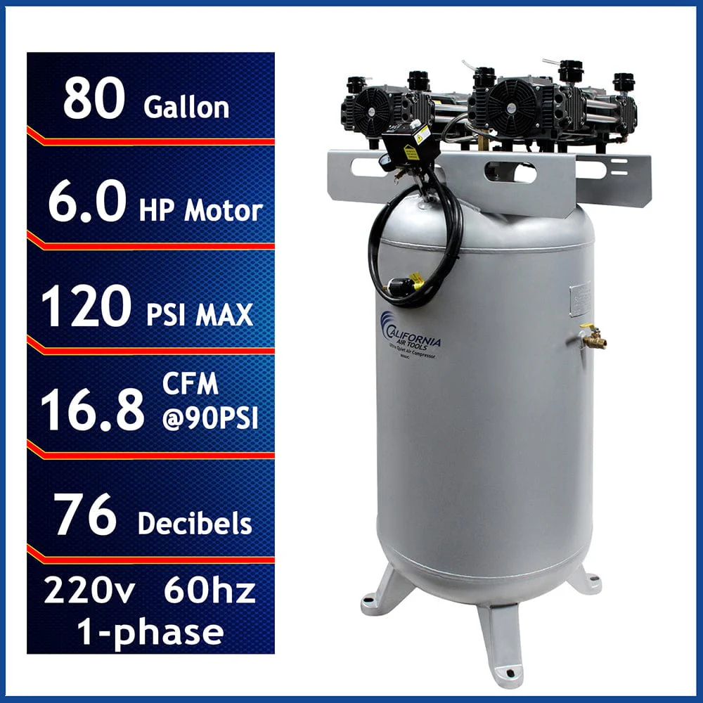 80060C 80 Gallon Air Compressor - 6.0 HP - 1 PH - Image 5