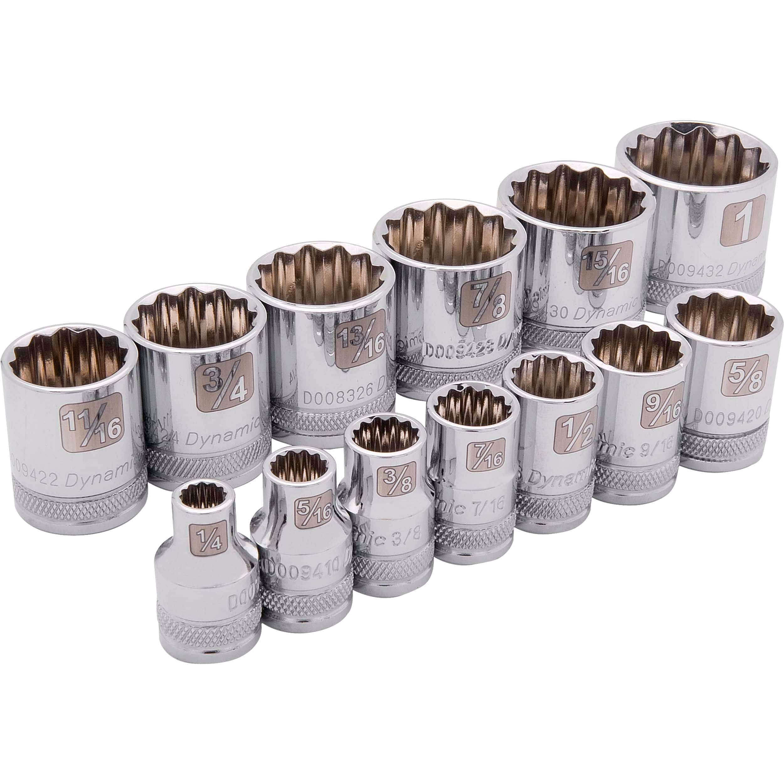 3/8" Drive 13pc 12-Point Standard SAE Socket Set, 1/4" - 1"