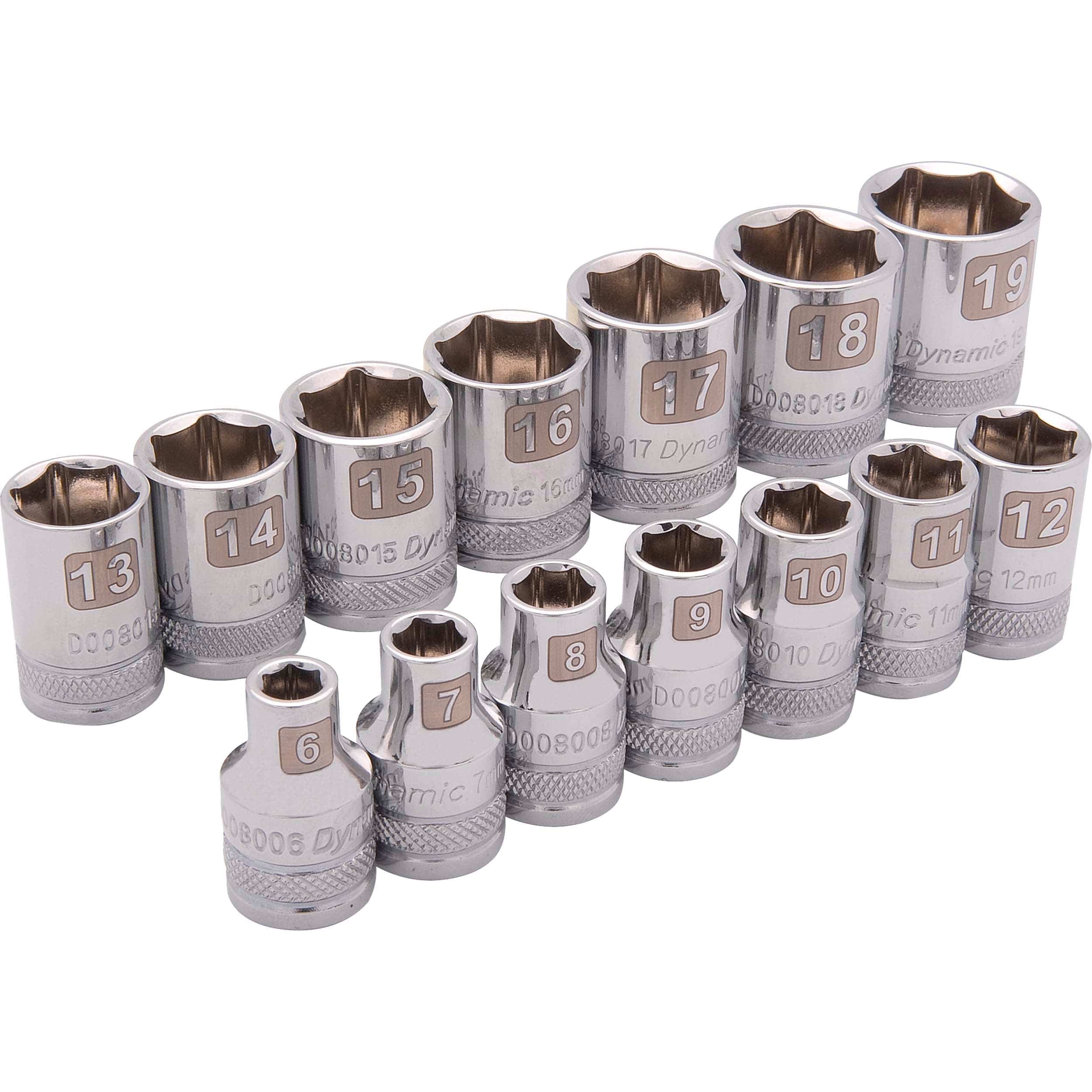 3/8" Drive 14pc 6-Point Standard Metric Socket Set, 6mm - 19mm