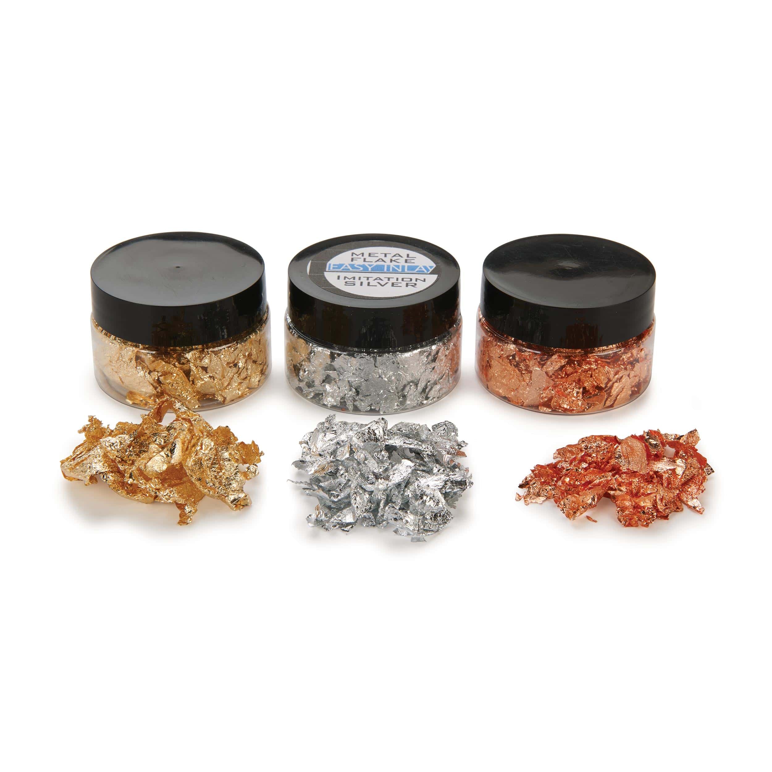 Gold, Silver and Copper Metal Flake Inlay Material Starter Pack - 3 Piece - 2 oz - Image 3