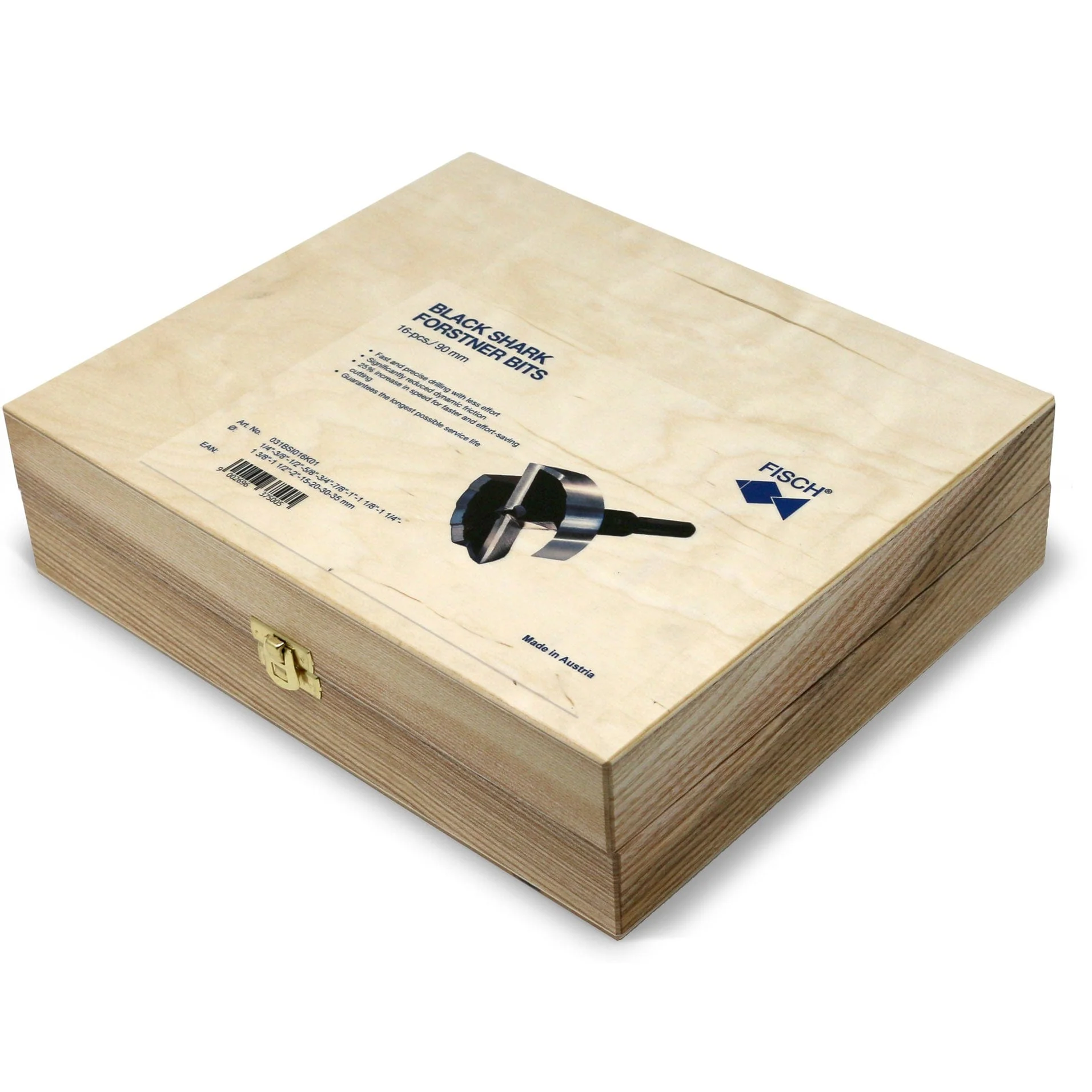 Black Shark Forstner Bit Set In Wooden Box - Imperial and Metric - 16 Piece - Image 3