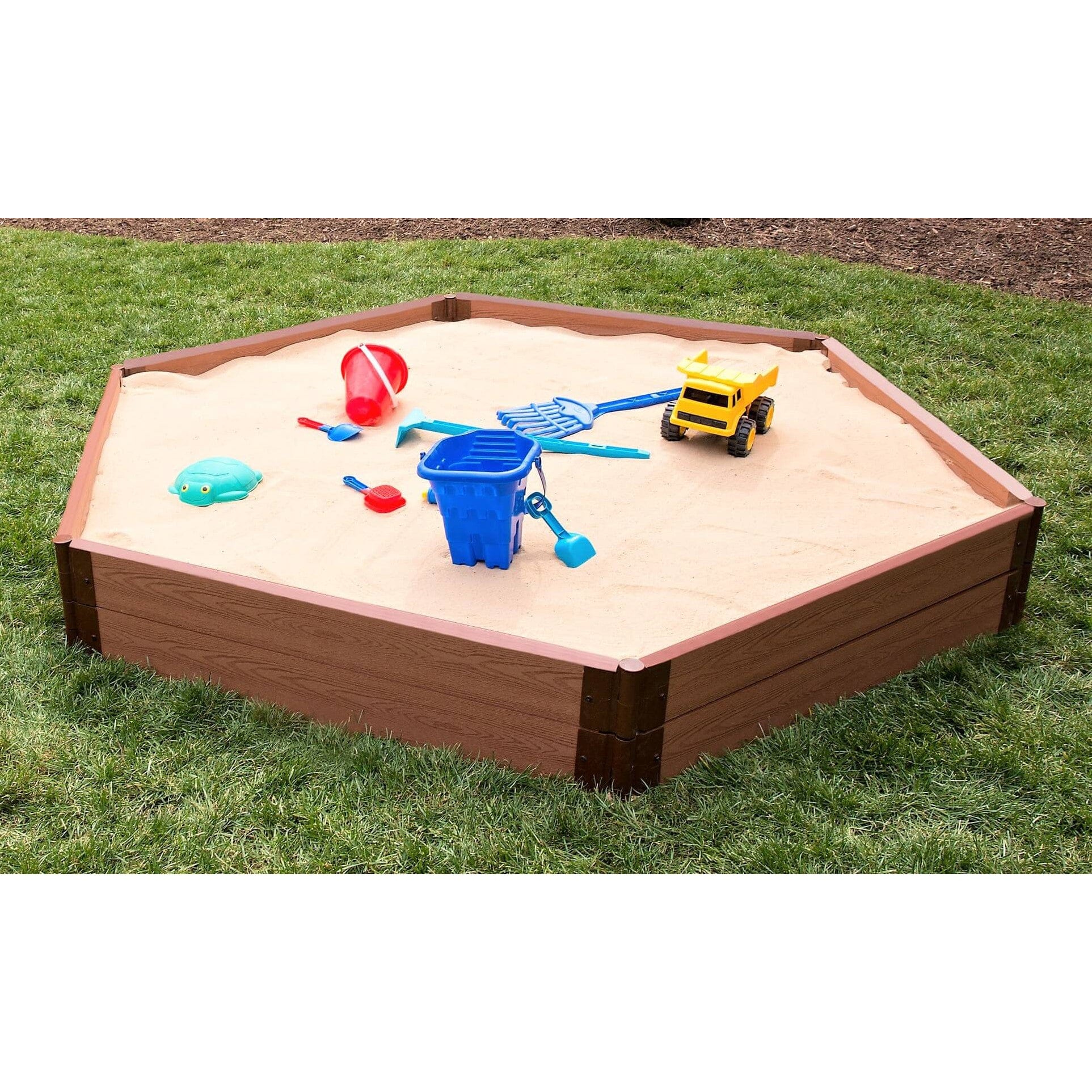 Classic Sienna 7' x 8' x 11" Composite Hexagon Sandbox Kit - 2" profile - Image 3