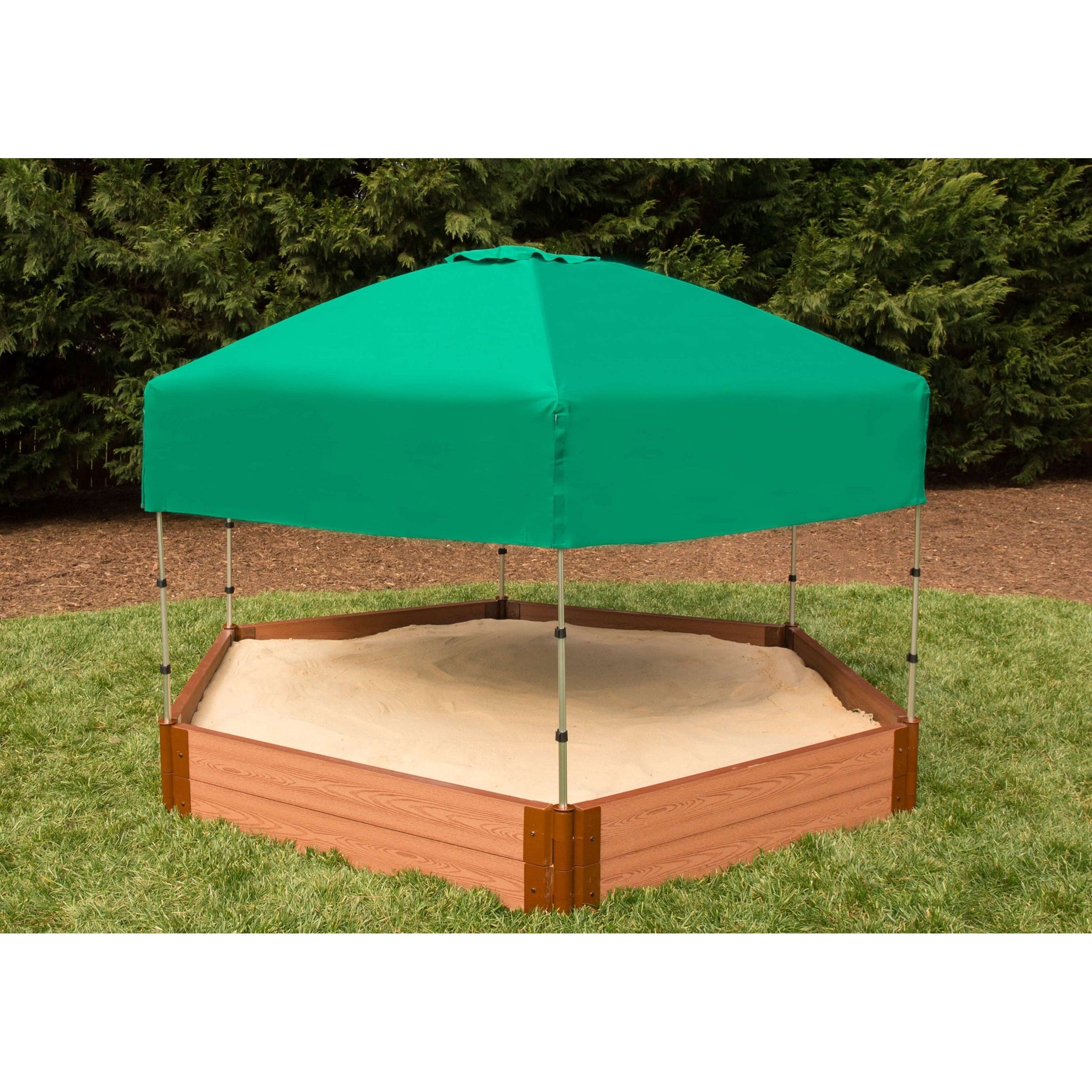 Classic Sienna 7' x  8' x 11" Composite Hexagon Sandbox Kit with Telescoping Canopy/Cover - 2" profile - Image 3