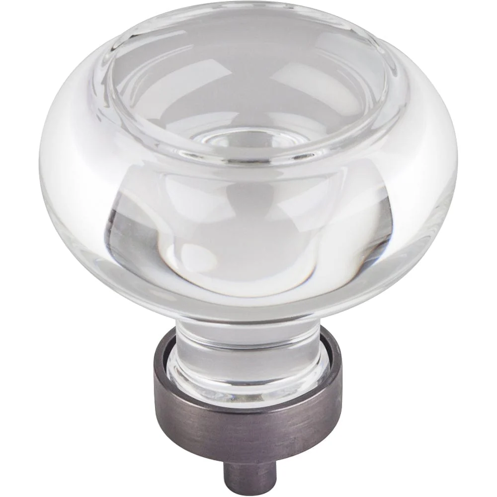 Harlow Large Button Glass Knob, 1-3/4" Dia.,  Brushed Pewter - Image 2