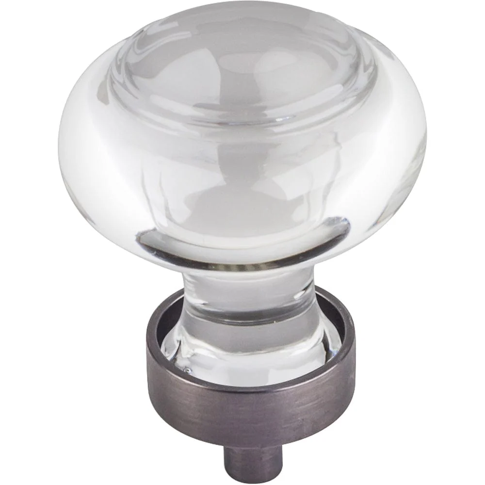 Harlow Small Button Glass Knob, 1-7/16" Dia.,  Brushed Pewter - Image 2