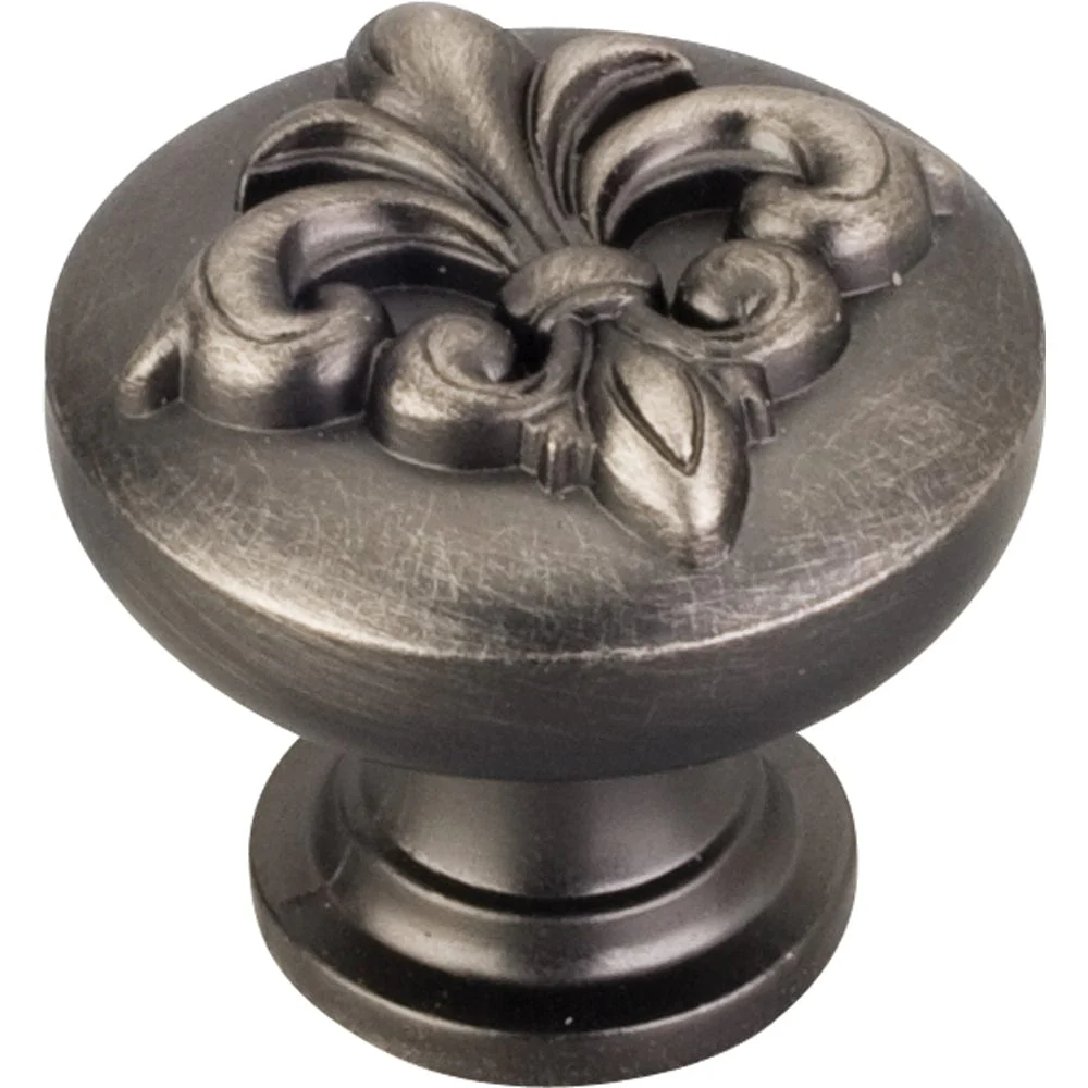 Lafayette Fleur-de-lis Knob, 1-3/8" Dia.,  Brushed Pewter