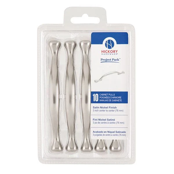 3" Conquest Cabinet Pull Project Pack, Satin Nickel, 10 pieces