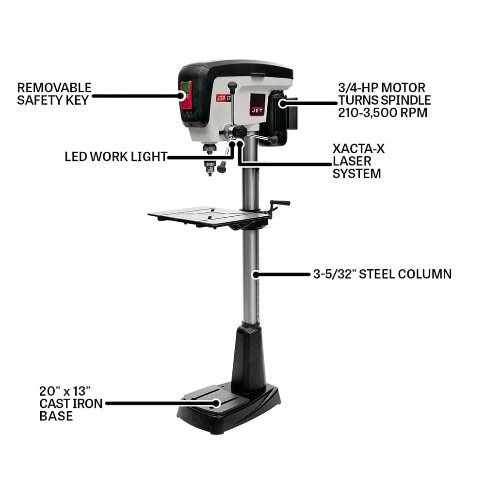 17" Floor Drill Press - 3/4 HP 1 Ph 115V - JDP-17 - Image 2