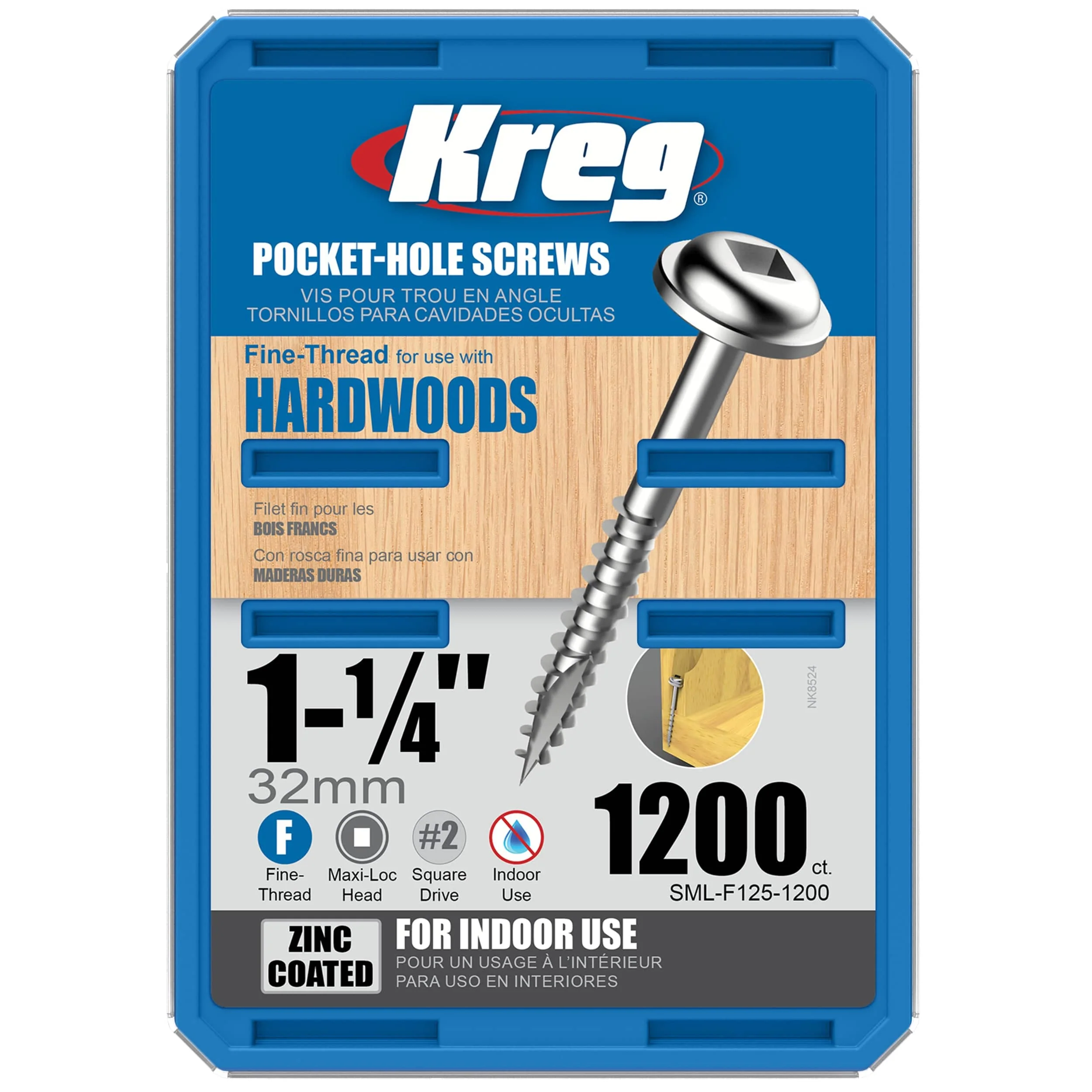 Pocket Hole Screw - #7 Fine - Square Drive - Washer Head - Zinc - Image 12