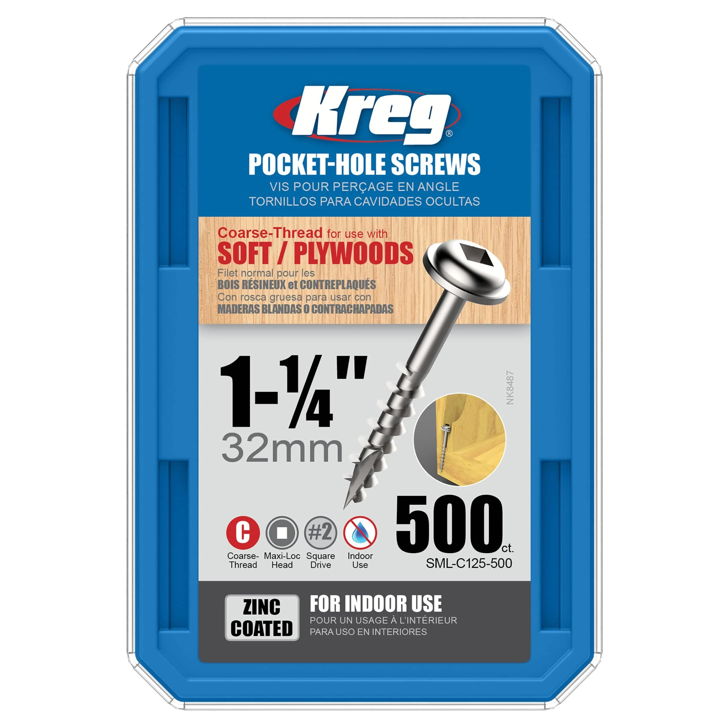 Pocket Hole Screw - #8 Coarse - Square Drive - Washer Head - Zinc - Image 15