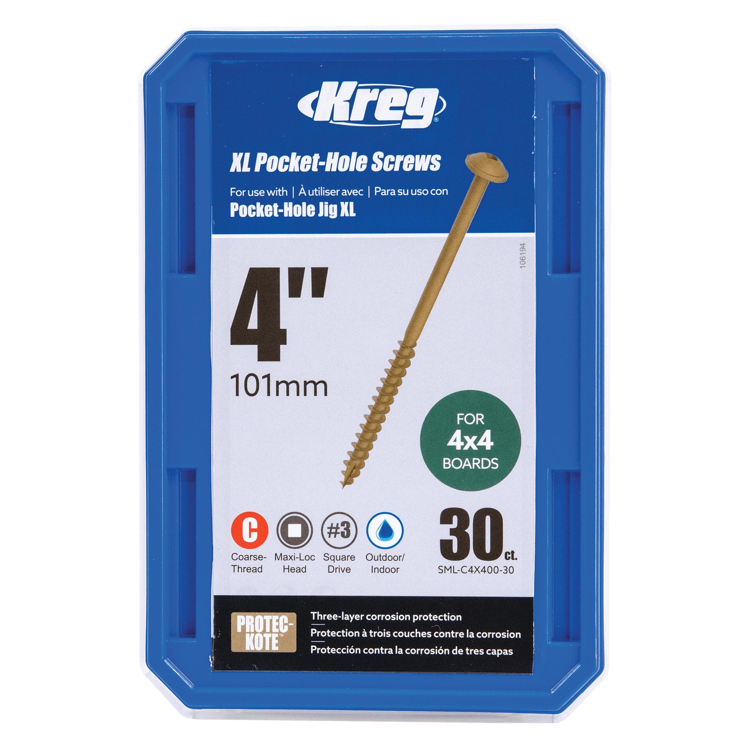 XL Pocket Hole Screws - #14 x 4" Coarse - Washer Head - Square Drive - Protec-Kote - Image 2