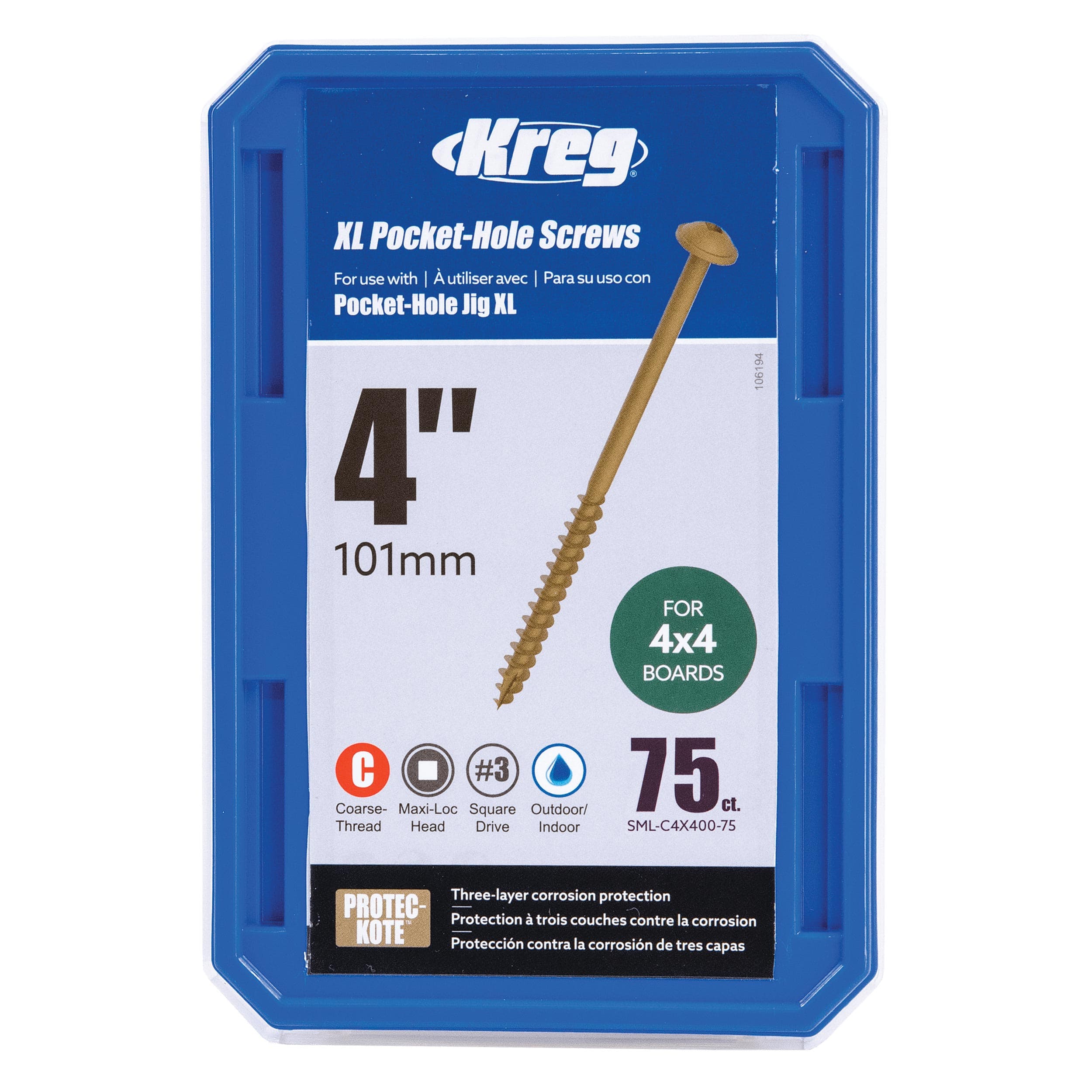 XL Pocket Hole Screws - #14 x 4" Coarse - Washer Head - Square Drive - Protec-Kote - Image 4
