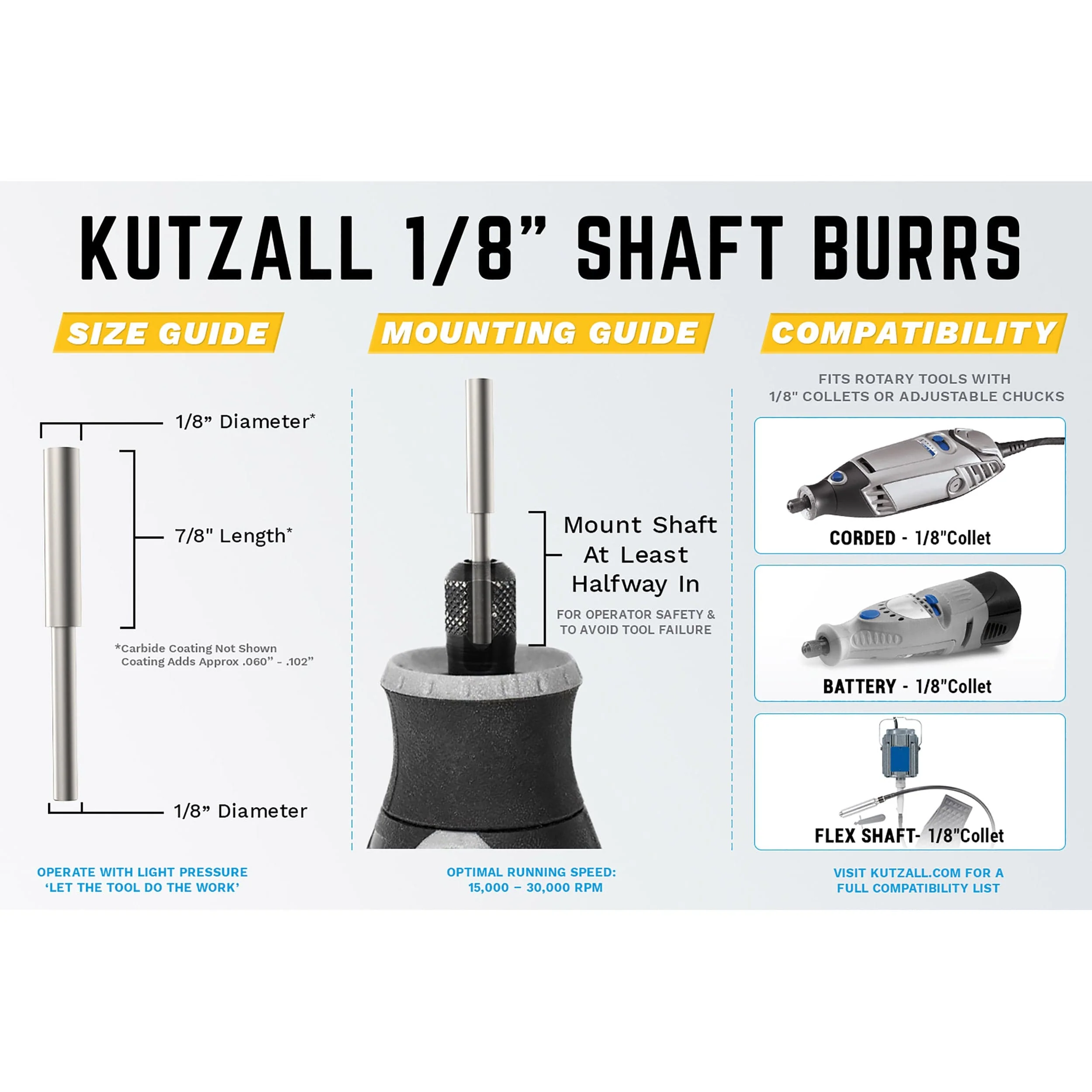Extreme Cylinder Burr, 1/8" Shaft, Very Coarse (1/4" x 1/2") - Image 3