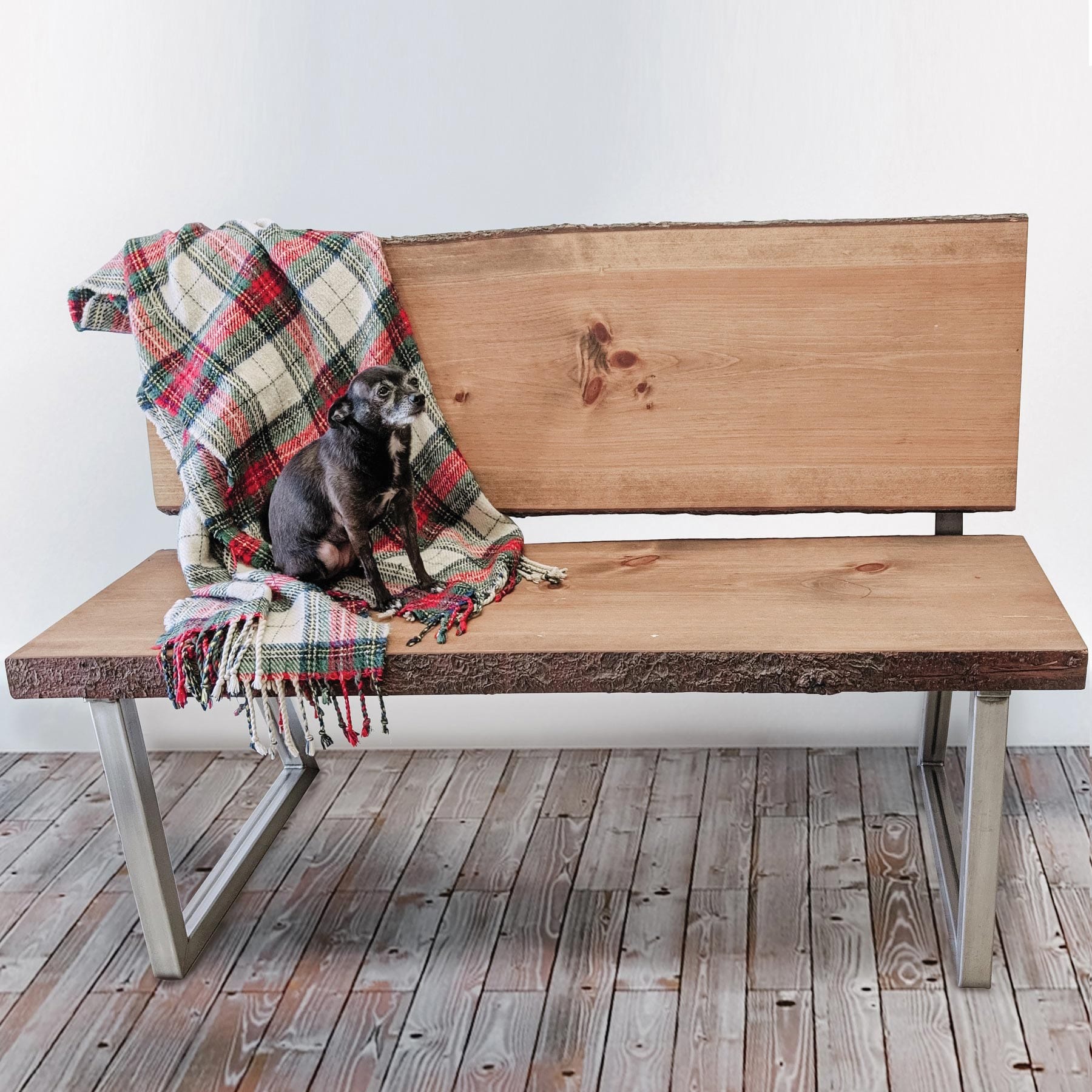 Bench Legs with Back Rest Raw Steel Pair - Image 5