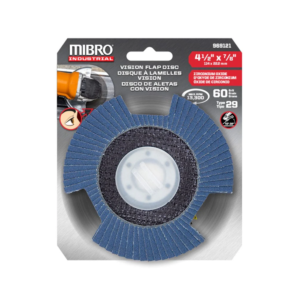 4-1/2"  Type 29 Metal Grinding Vision Flap Disc 60 Grit - Image 2