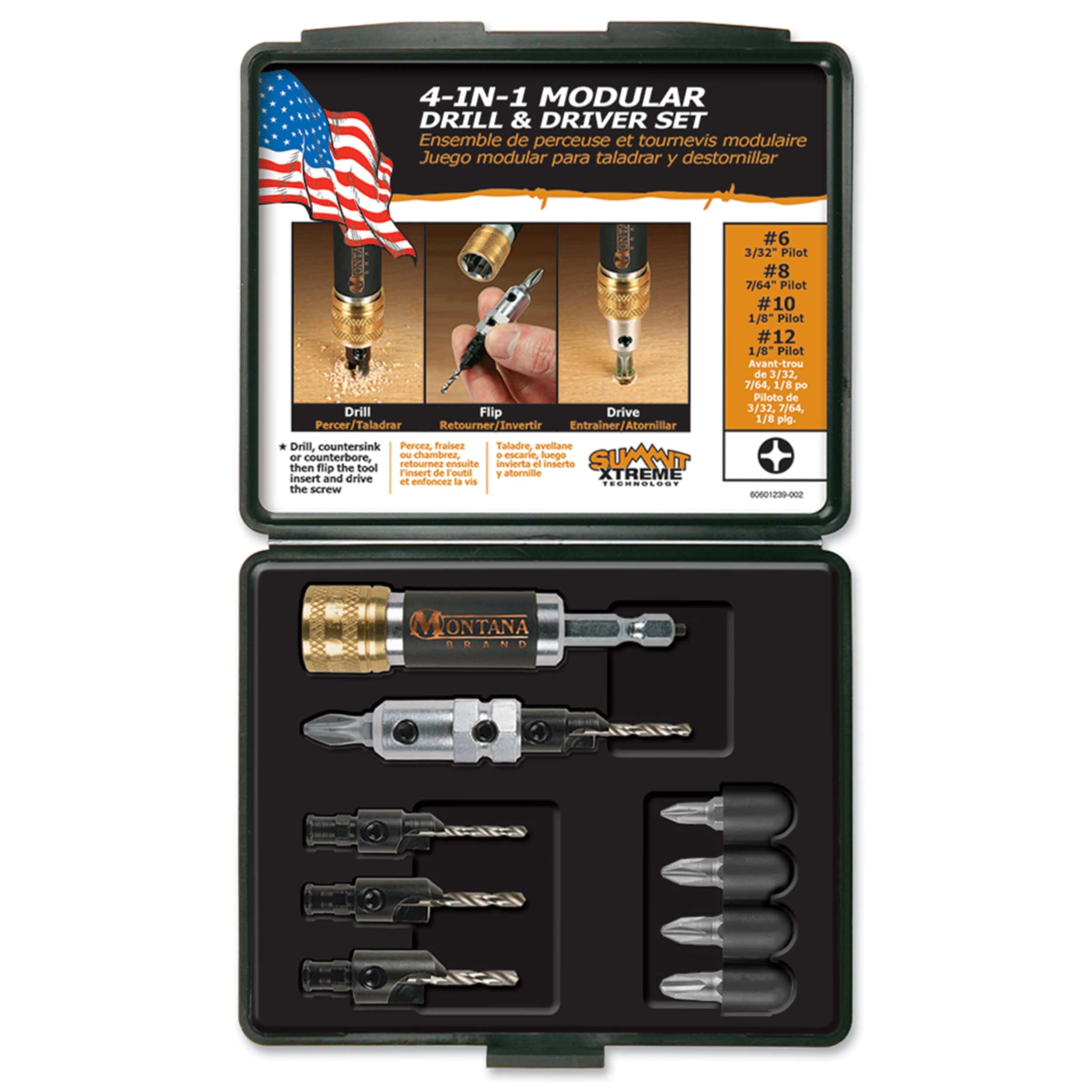 Modular Drill & Driver Countersink Drill Bit Set - 10 Piece