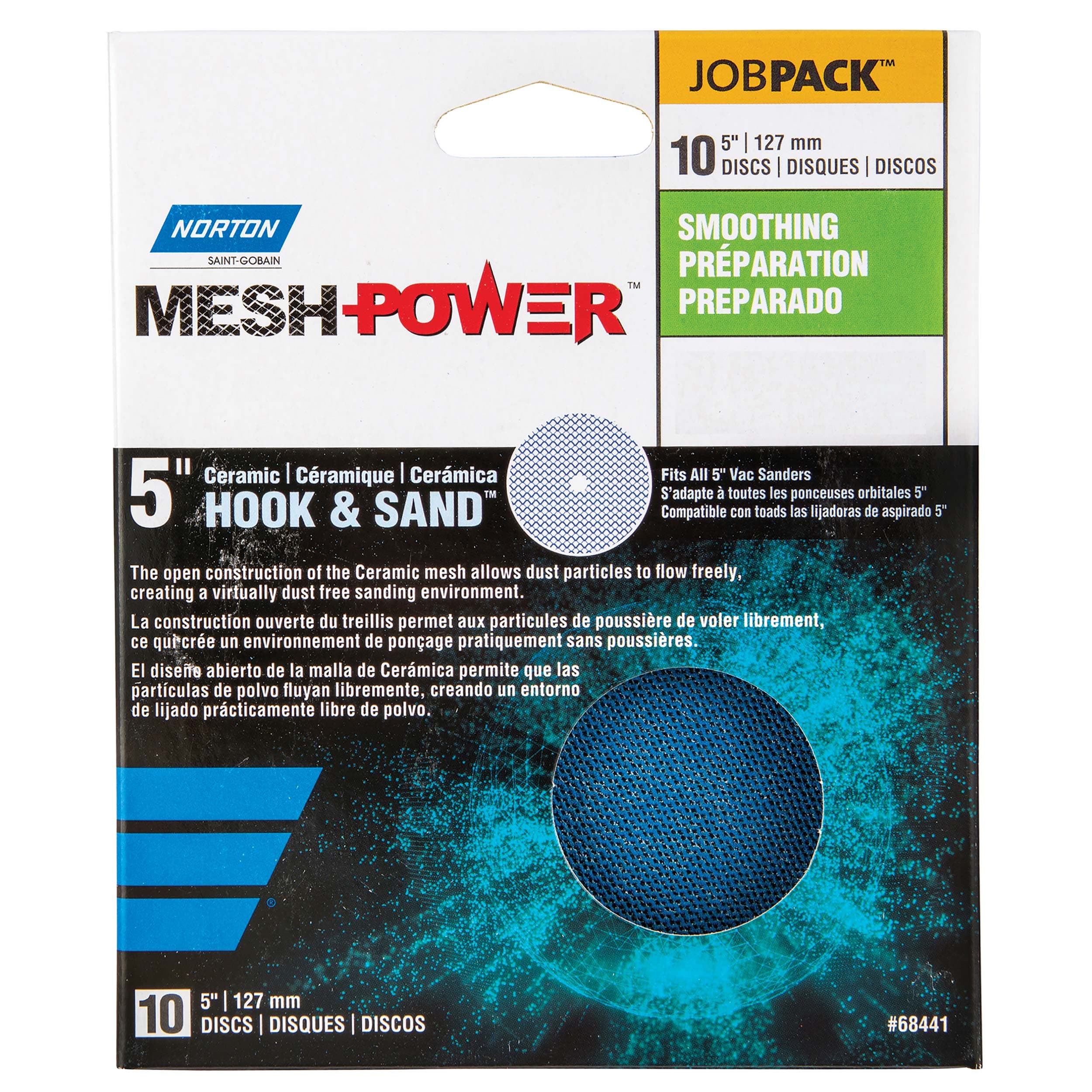 5" MeshPower Ceramic Hook and Loop Sanding Disc - 10 Pack - Image 4