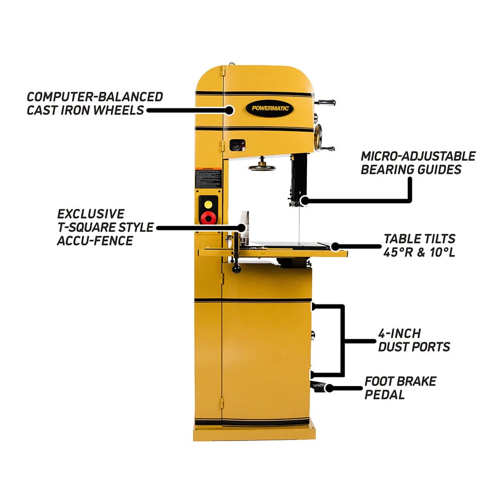 15" Woodworking Bandsaw with ArmorGlide - 3 HP 1 PH 230V - PM1500T - Image 3