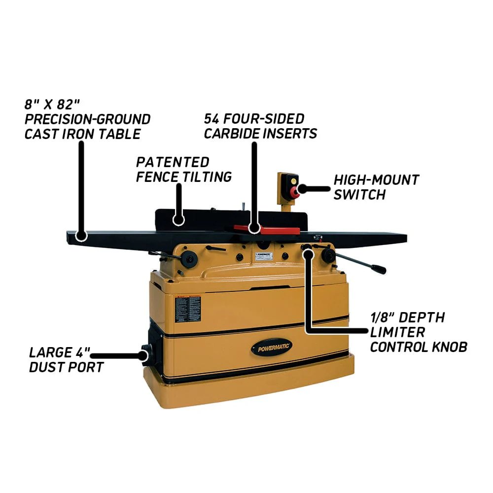 8" Parallelogram Jointer with ArmorGlide - Helical Cutterhead - 2 HP 1 PH 230V - PJ-882HHT - Image 2