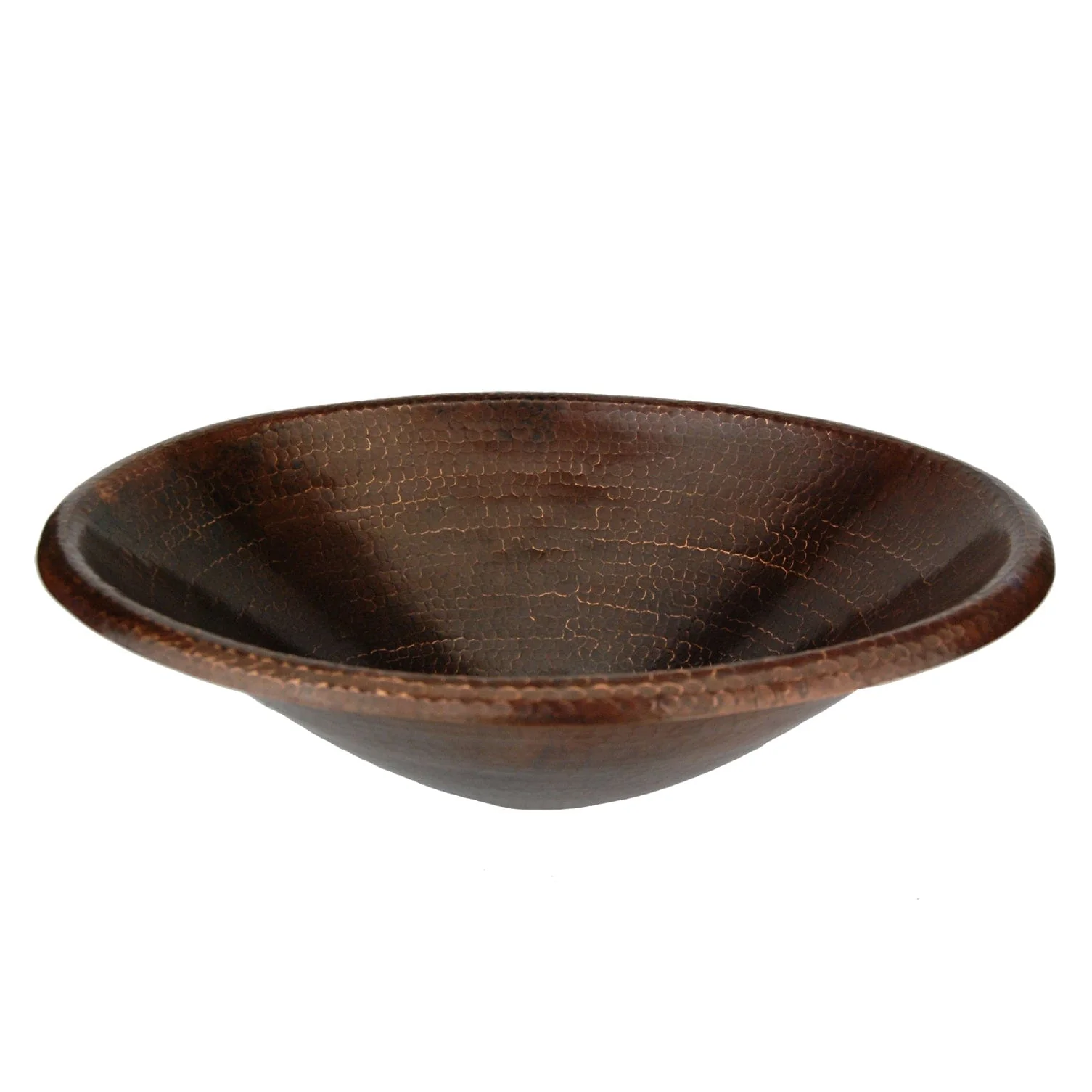 Master Bath Oval Self Rimming Hammered Copper Bathroom Sink - Image 3