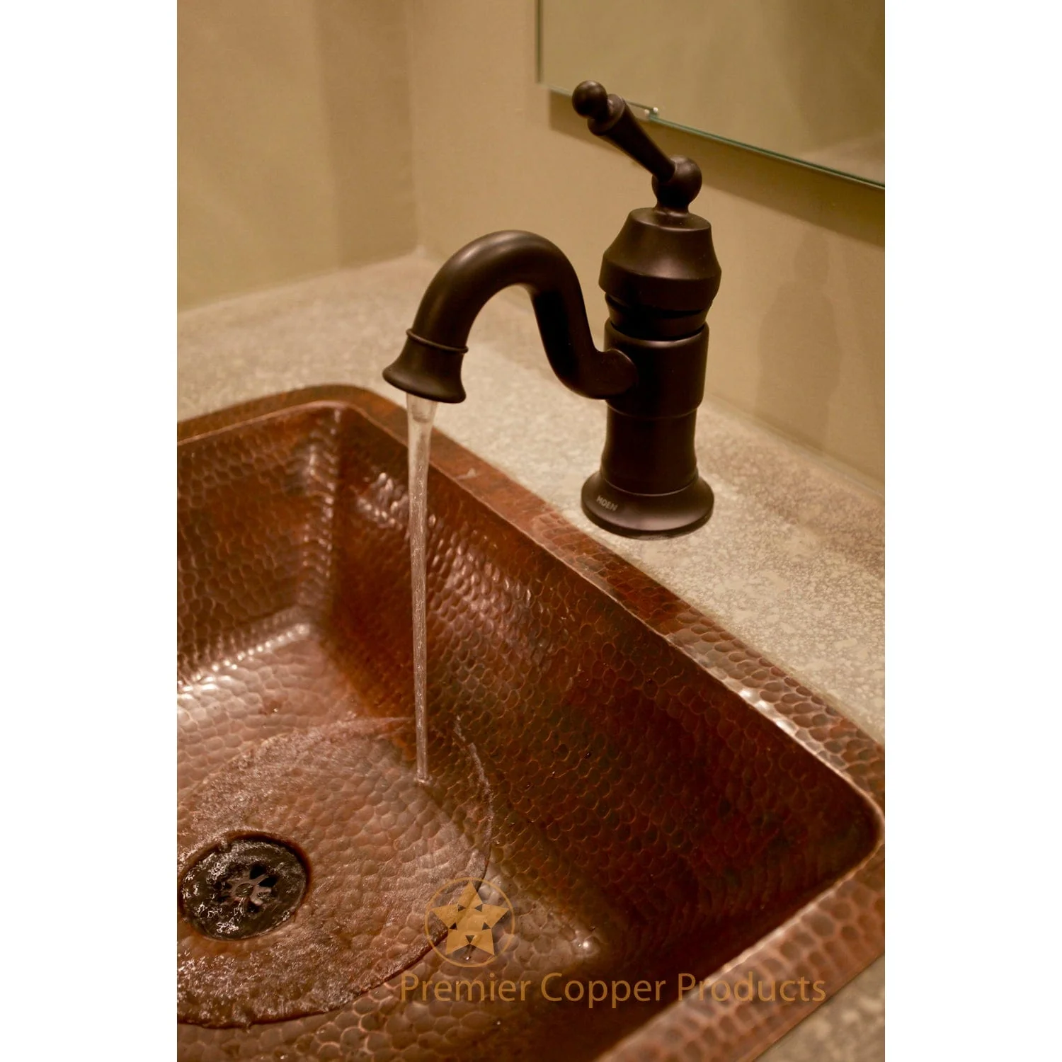 Rectangle Under Counter Hammered Copper Bathroom Sink - Image 13