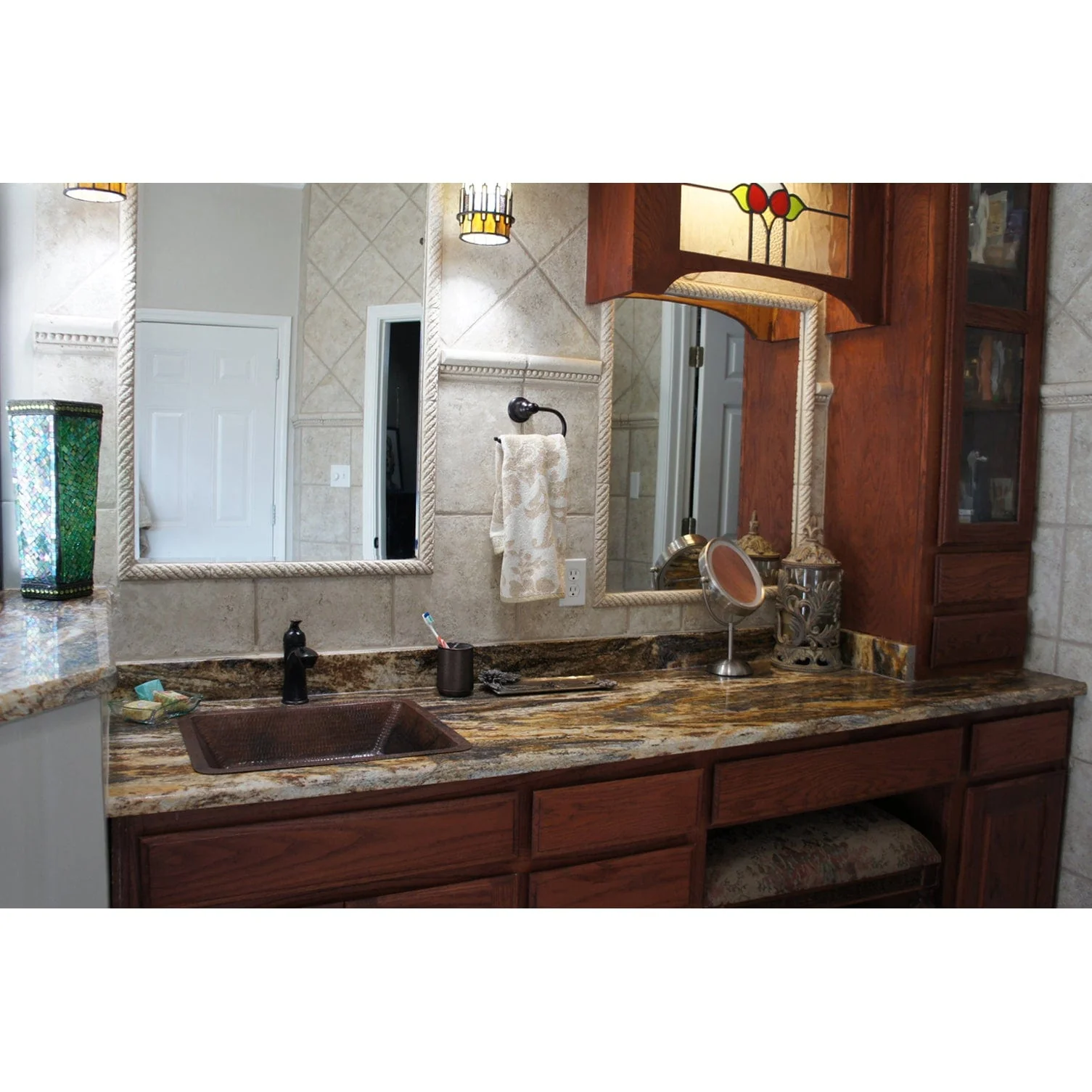 Rectangle Under Counter Hammered Copper Bathroom Sink - Image 9