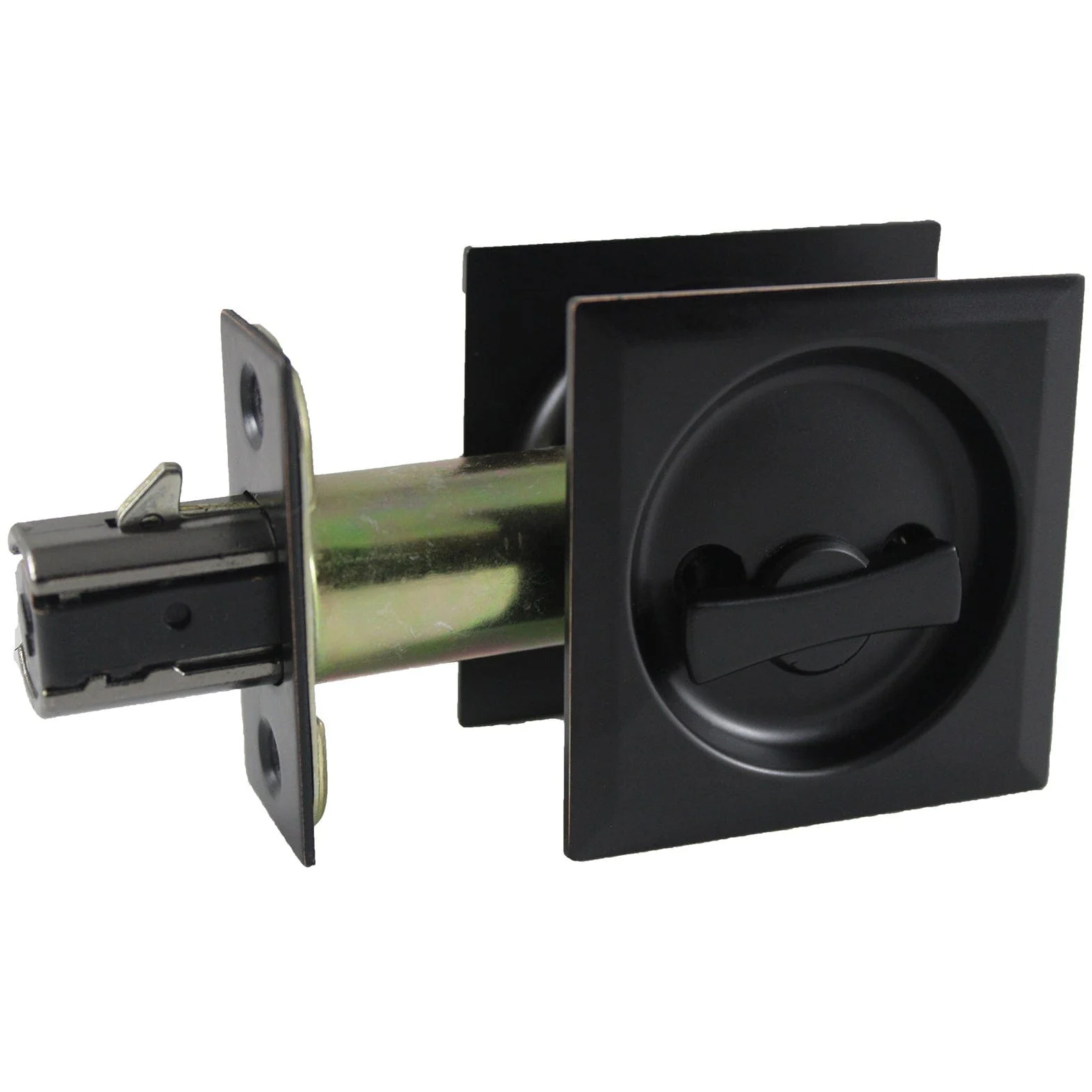2-7/16" (62 mm) Pocket Door Pull Square Black Passage - Image 2