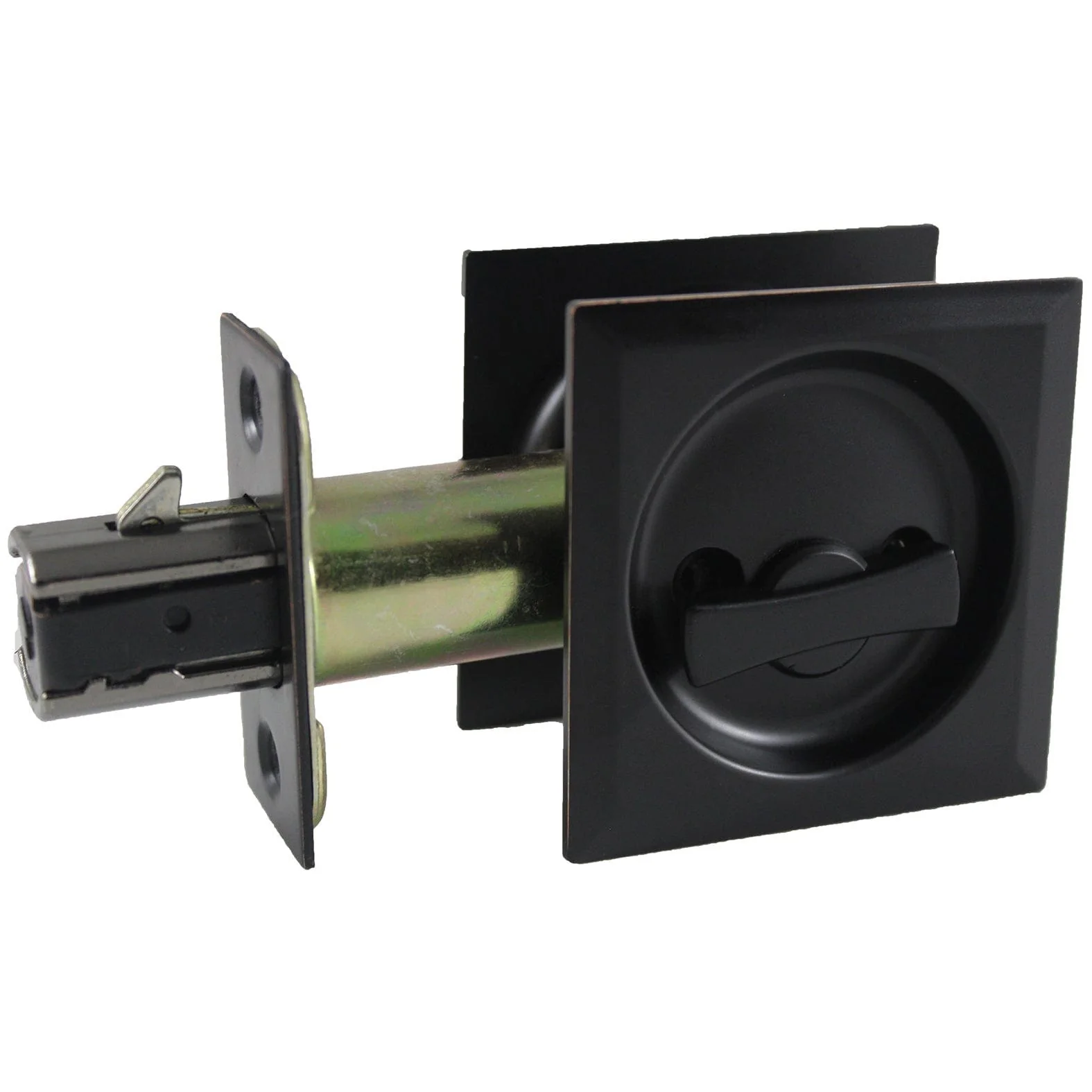 2-7/16" (62 mm) Pocket Door Pull Square Bright Brass Passage - Image 2