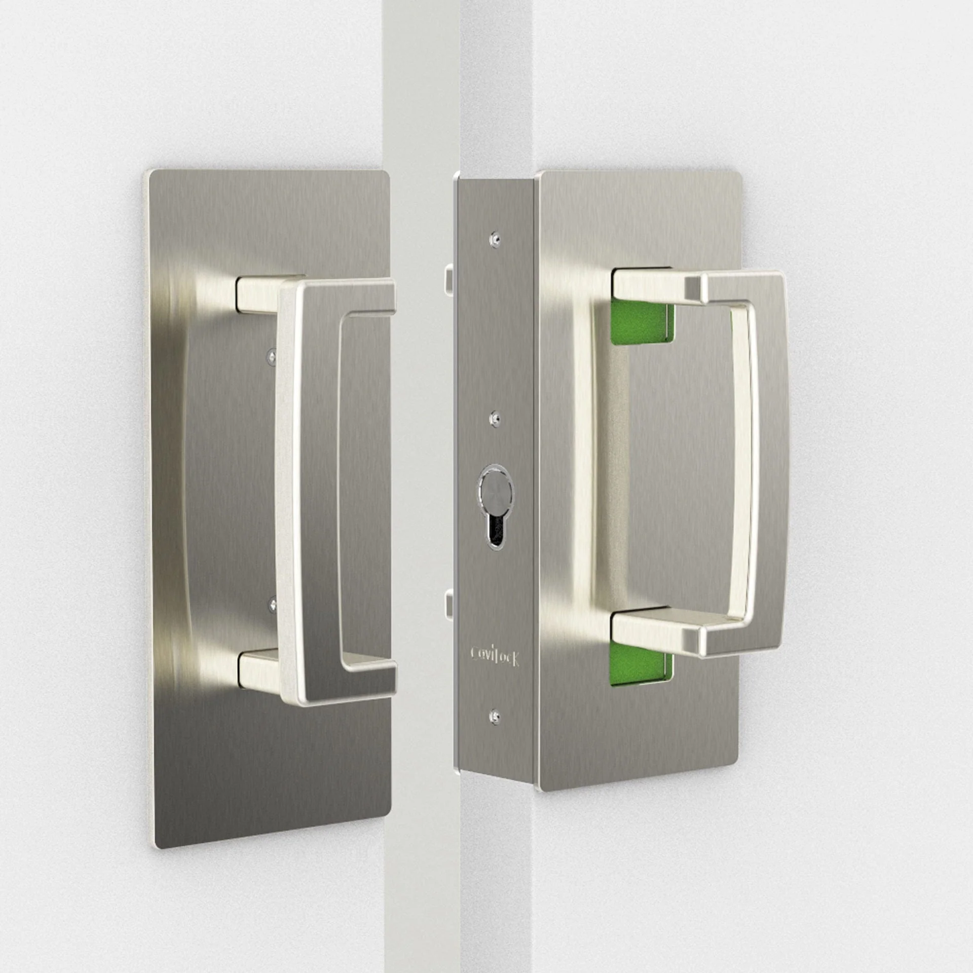 Cavity Sliders CL400 ADA Magnetic Pocket Door Handle for 1-3/4" Door Satin Chrome RH Snib - Image 3