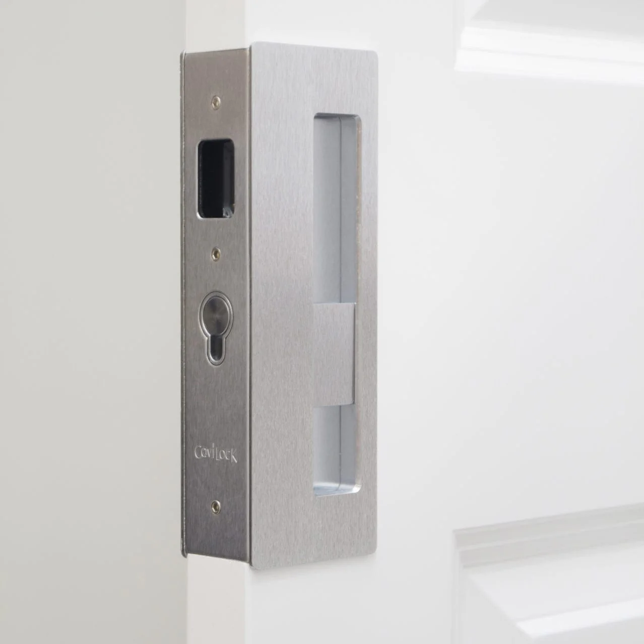 Cavity Sliders CL400 Magnetic Pocket Door Handle for 1-3/4" Door Satin Chrome LH Snib - Image 2