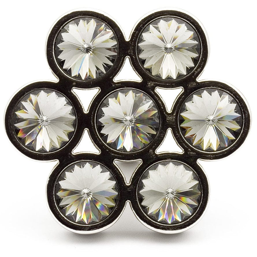 Contemporary Knob, 1-7/8" x 1-23/32", Smoked Crystal, Chrome