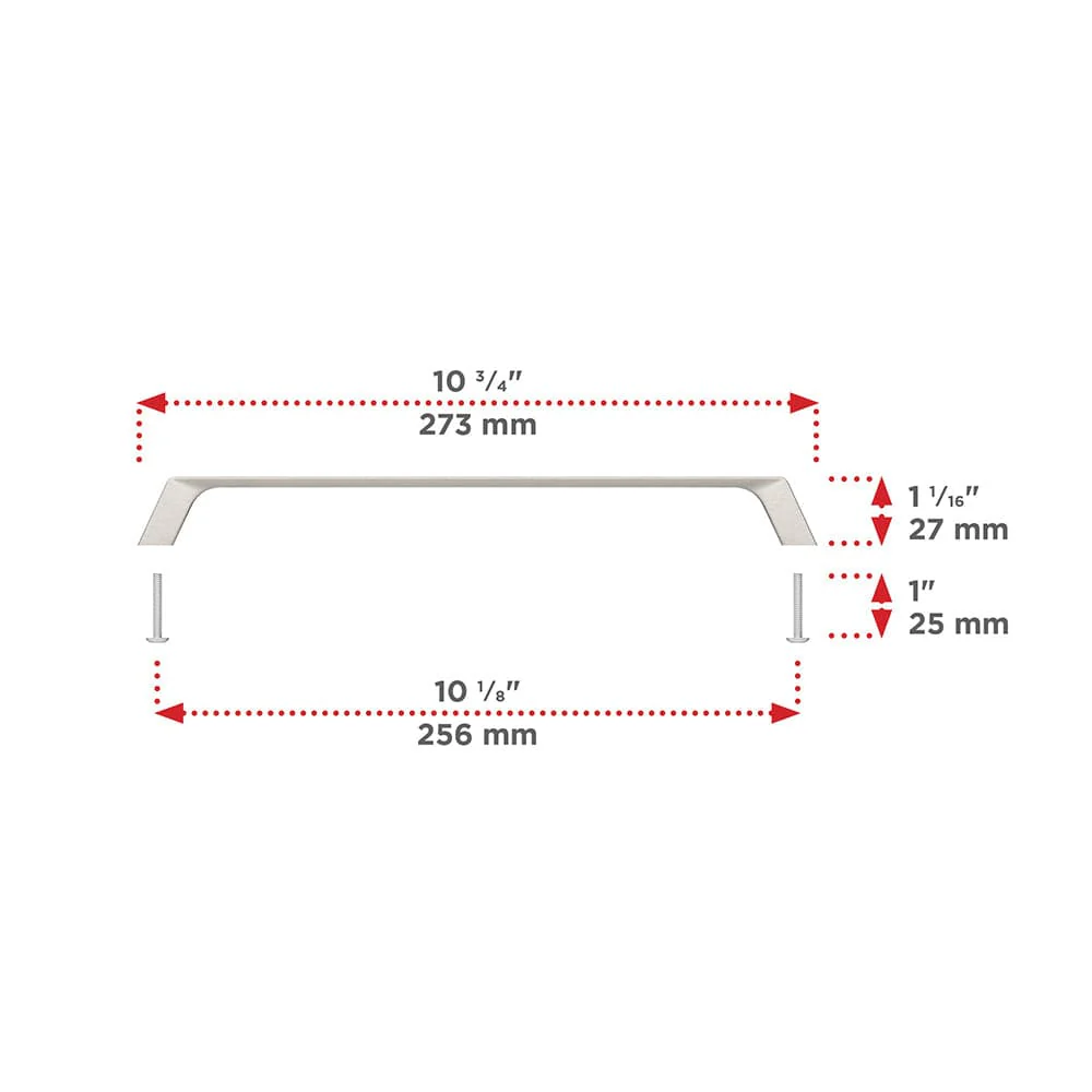 Contemporary Pull, 10-1/8" Center-to-Center, Brushed Nickel - Image 2