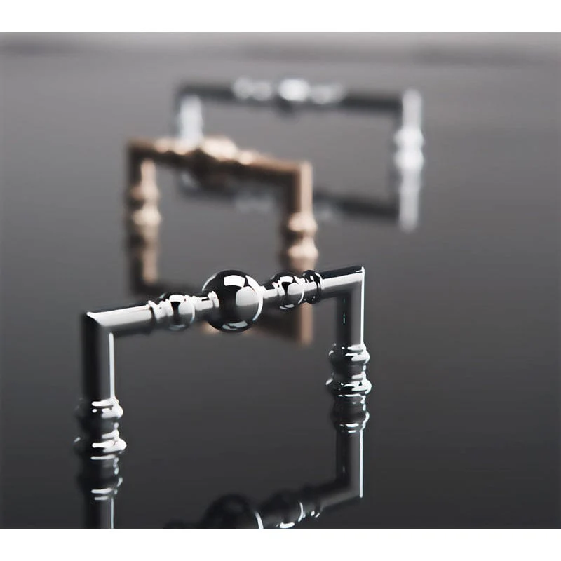 Traditional Metal Pull with Beads and Rings on Handle - 3-3/4" Center-to-Center - 4-3/8" OL - Brushed Nickel - Image 4