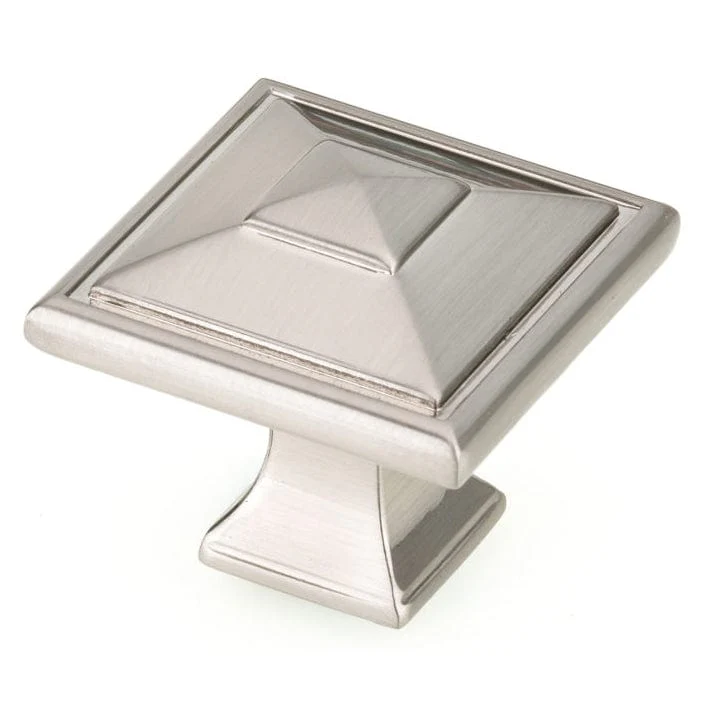 Transitional Knob, 1-1/2" x 1-1/2", Brushed Nickel