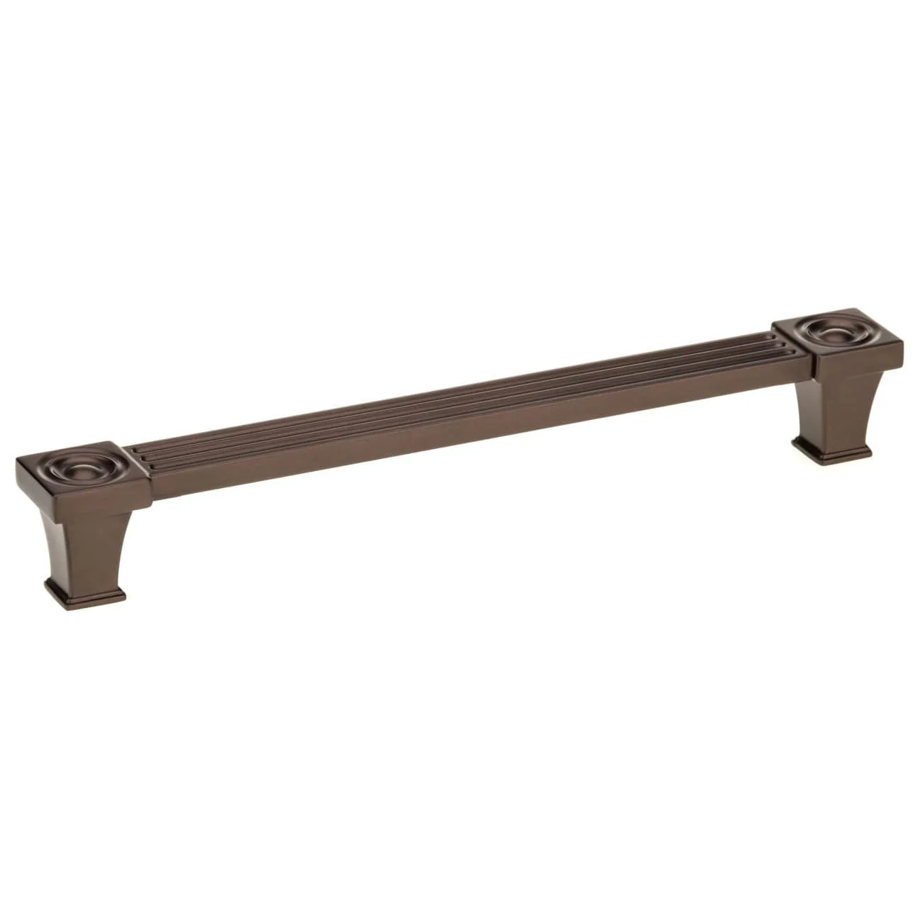 Art Deco Style Transitional Pull - 7-9/16" Center-to-Center - 8-1/2" OL - Honey Bronze