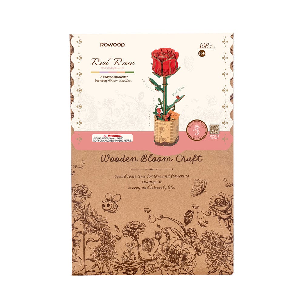 Red Rose 3D Wooden Flower Model Kit - Image 3