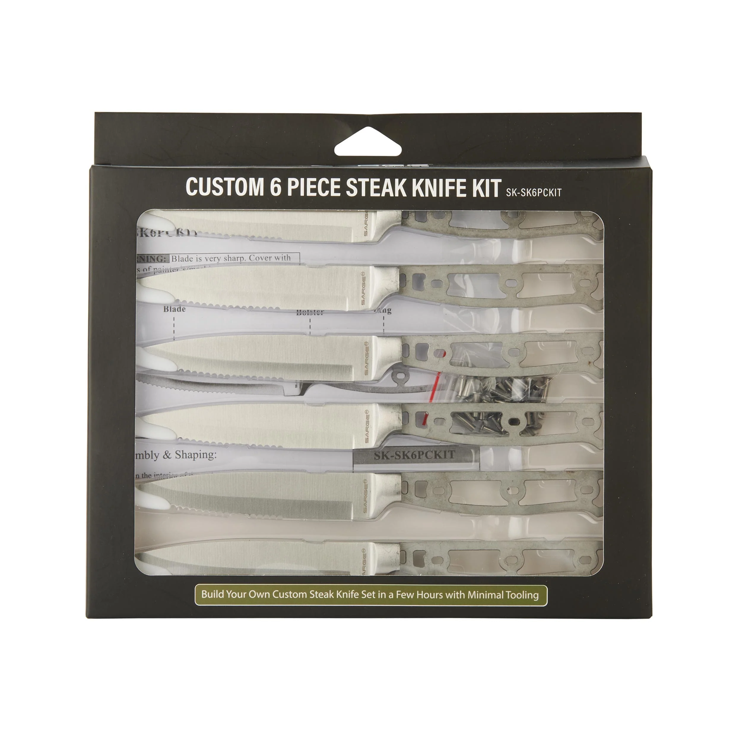 Steak Knife Set for Cutting Steak and Other Meats - 9-3/16" - SS - Unfinished Kit - 6 Piece - Image 5