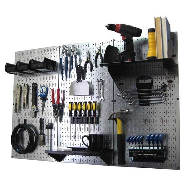 4' Metal Pegboard Standard Tool Storage Kit - Galvanized Metallic Toolboard & Black Accessories - Image 2