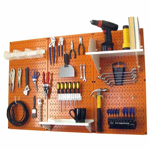 4' Metal Pegboard Standard Tool Storage Kit - Orange Toolboard & White Accessories - Image 2