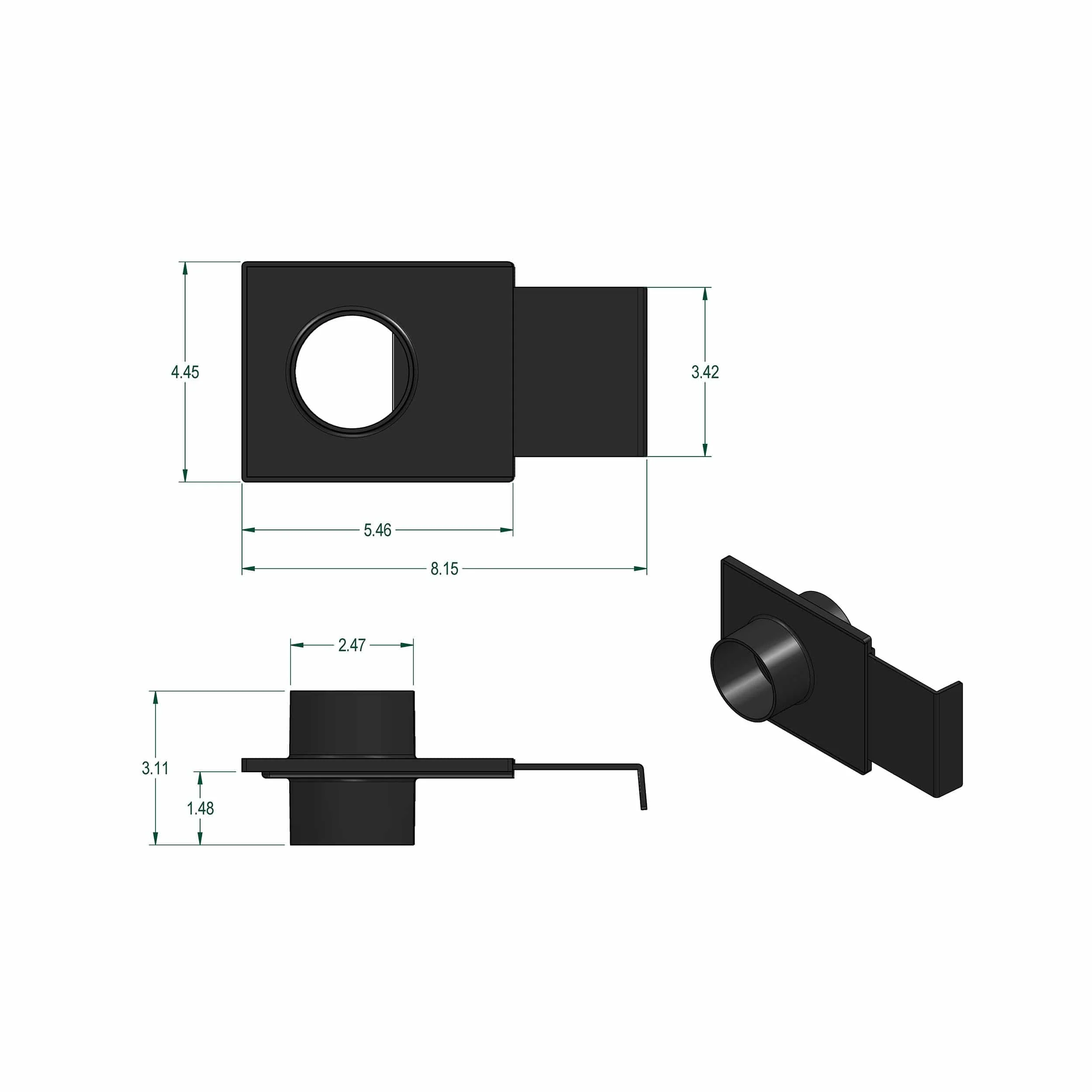 ABS Blast Gate - Dust Collection Fitting - 2-1/2" Diameter - Image 2