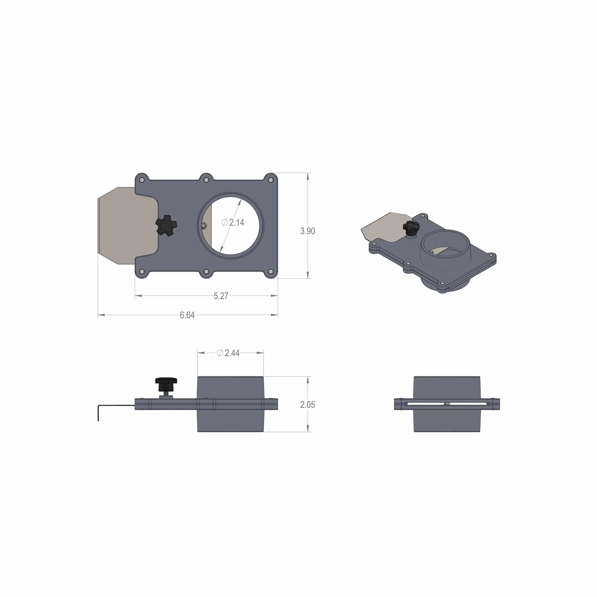Aluminum Blast Gate Dust Collection Fitting - 2-1/2" - Image 2