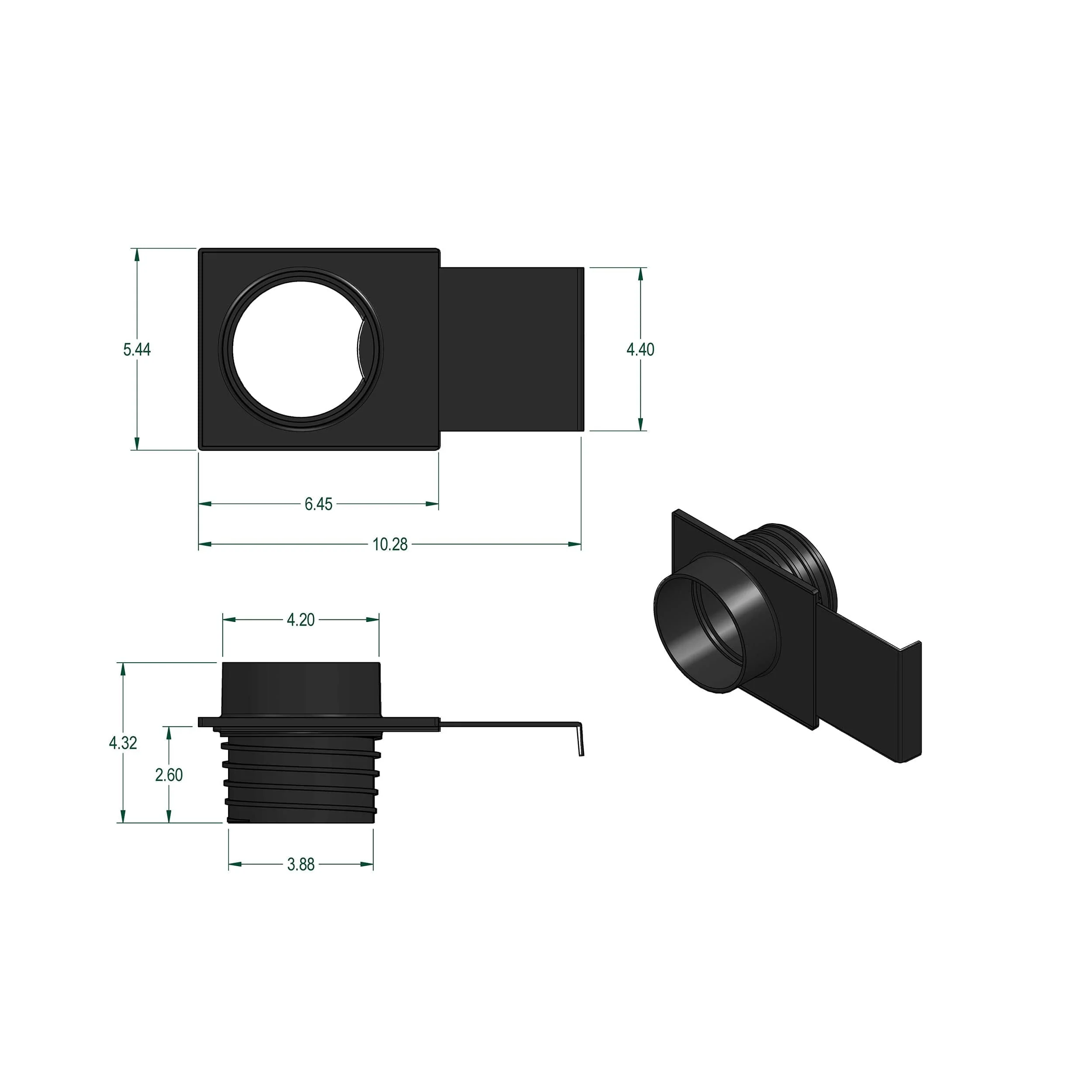 ABS Quick-Connect to Threaded  Blast Gate Fitting- 4" - Image 3