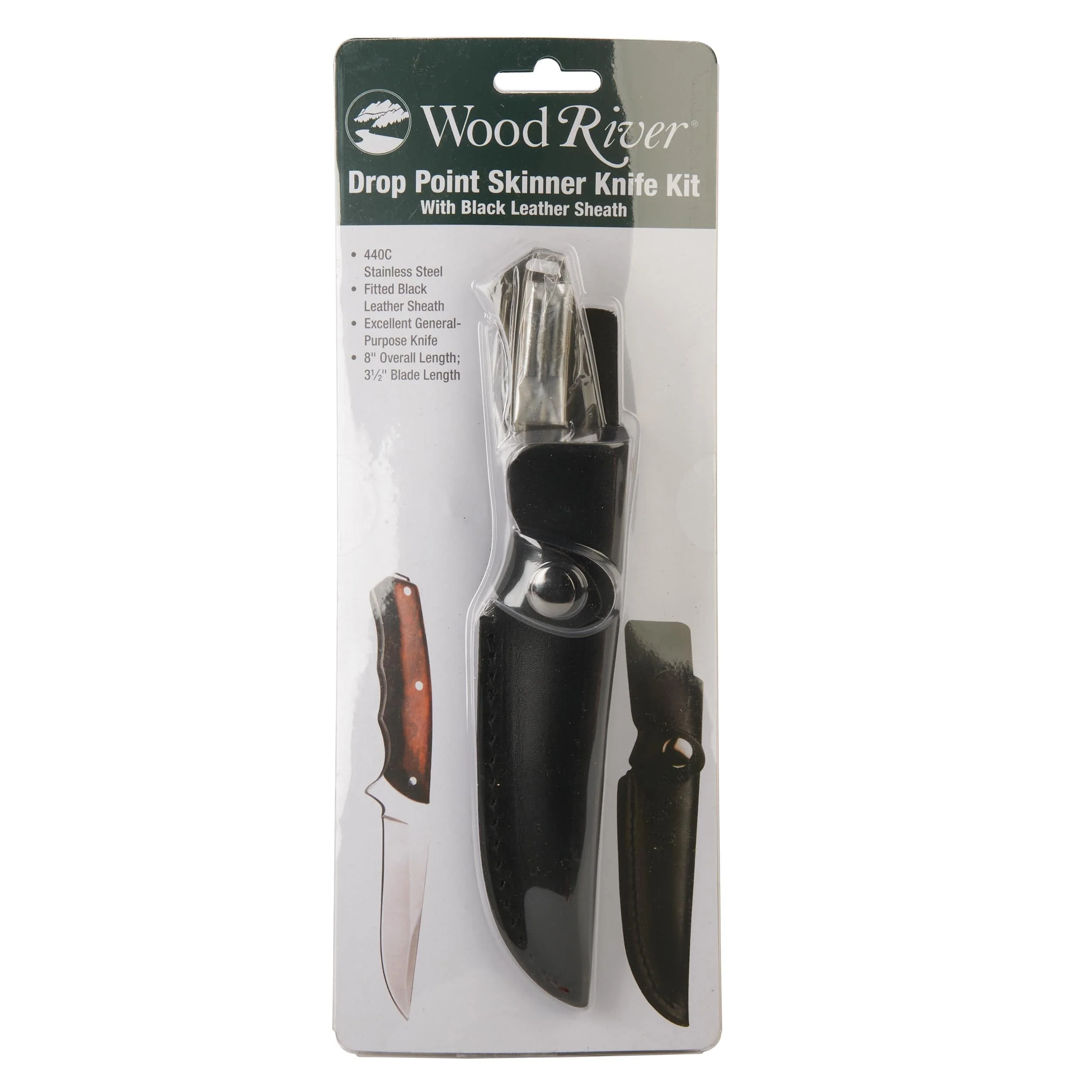 Fixed Blade Drop Point Skinner Knife for Hunting and Fishing - 8" - Unfinished Kit - Image 3
